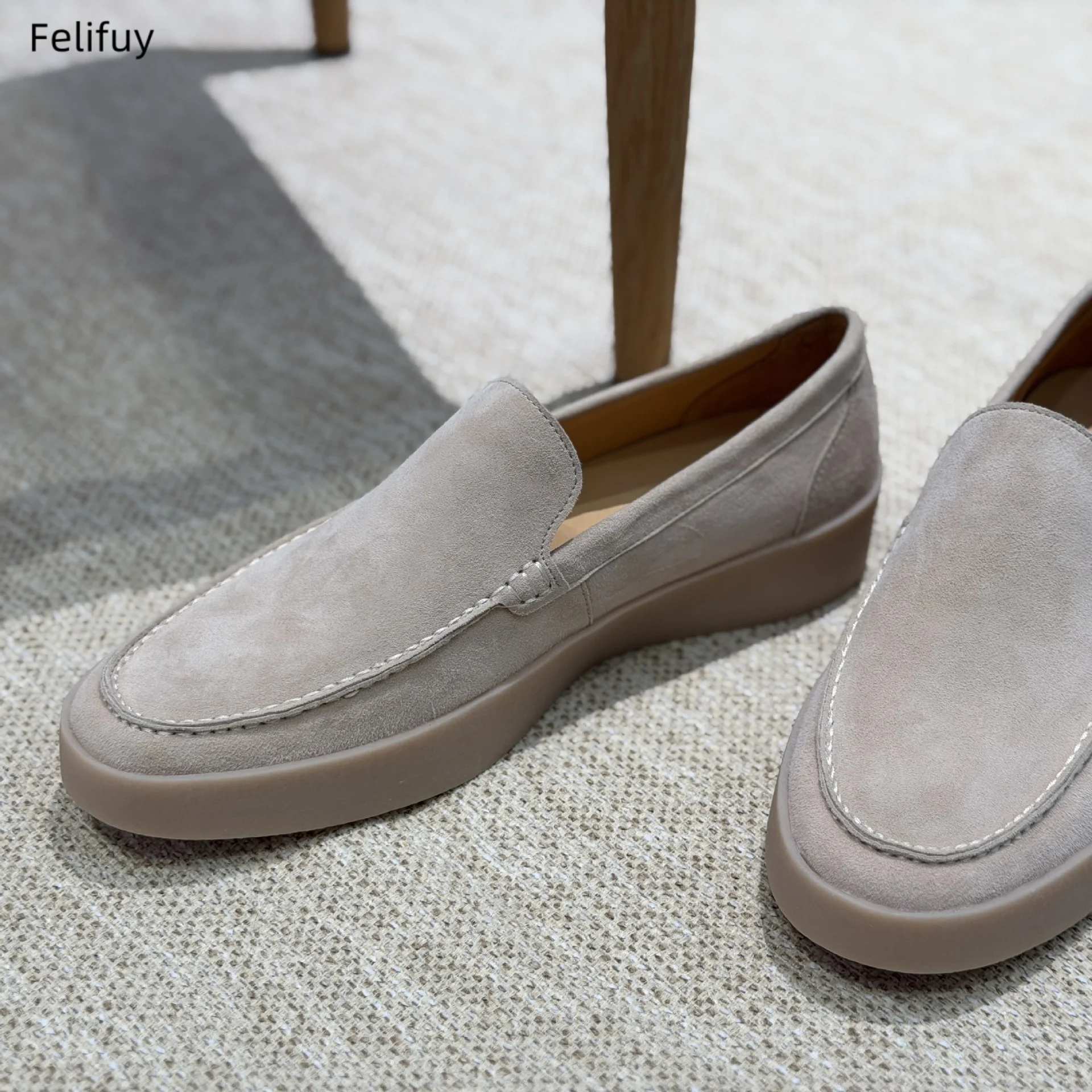 New Men's Genuine Leather Shoes Spring Autumn Slip-On Low-Top Soft Bottom Casual Shoes Lightweight Easy-To-Wear Platform Shoes