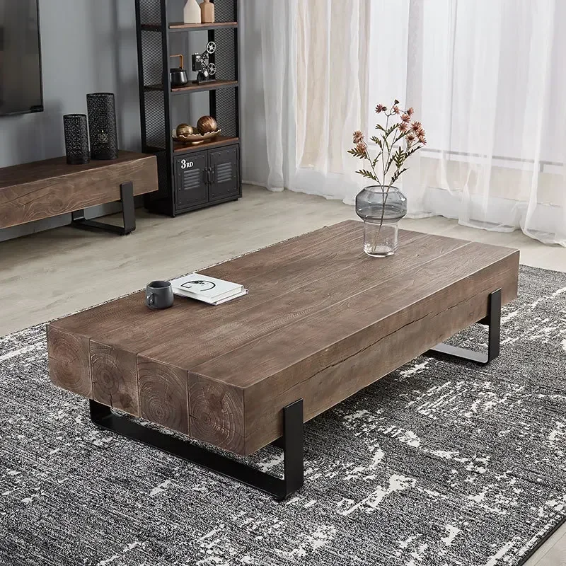 Industrial style log retro tree stump B & B coffee table TV cabinet combination villa clubhouse guest sofa