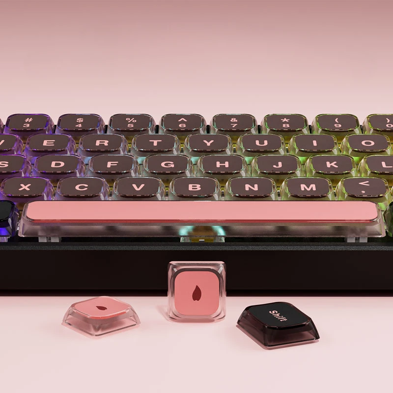 ECHOME Pudding Keycap Set 125key PBT Dye Subbed Two-color Translucent Key Cap Low Profile Anime Key Cap for Mechanical Keyboard