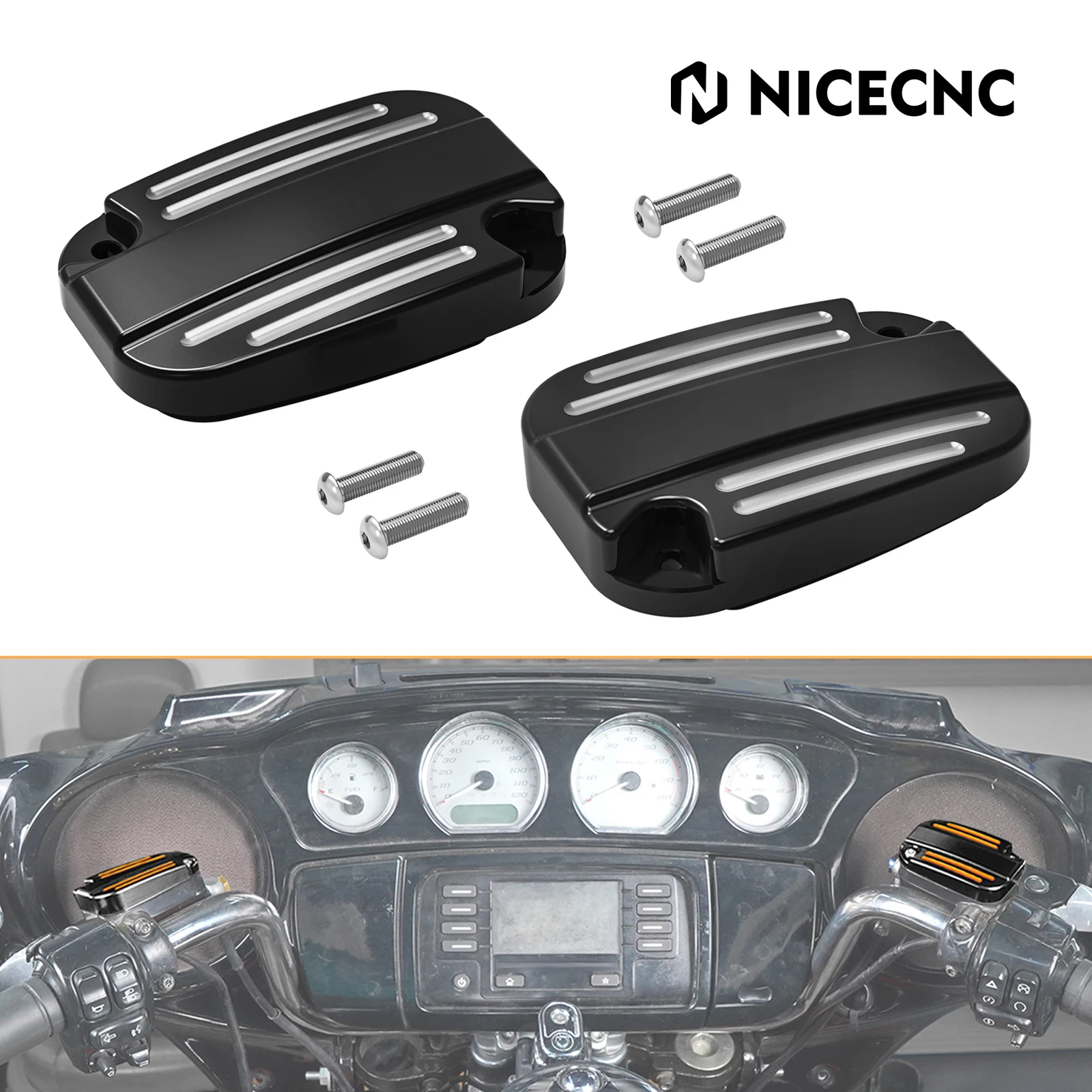 

For 2018 2019 2020 Harley Road Glide FLTRX FLTRXS Street Glide FLHX FLHXS Road King/Special Brake Clutch Master Cylinder Covers