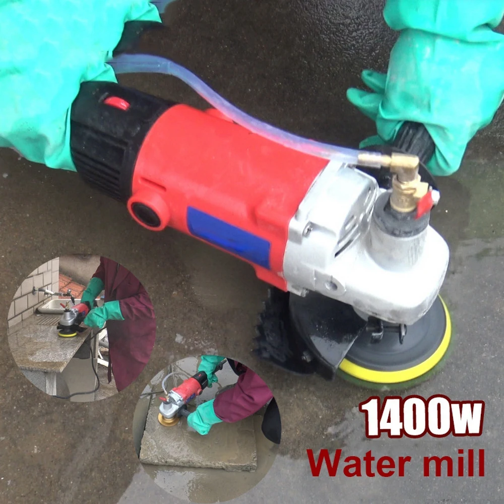 Máquina Polidor de Pedra Concreto Mármore Granito Moagem Polimento Polisher Moinho Água Ângulo Moedor Ferramentas Elétricas 1400w