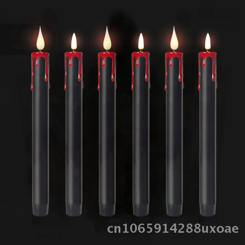 

LED Electronic Candle Light Artificial Wax Halloween Props Digital Ivory White Black Atmosphere Candle Light for Decorations