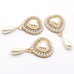 27 * 50MM Heart-shaped Alloy Pearl Flat Bottom Brooch Holiday Bow Decorative Accessories DIY Handicraft Jewelry Parts