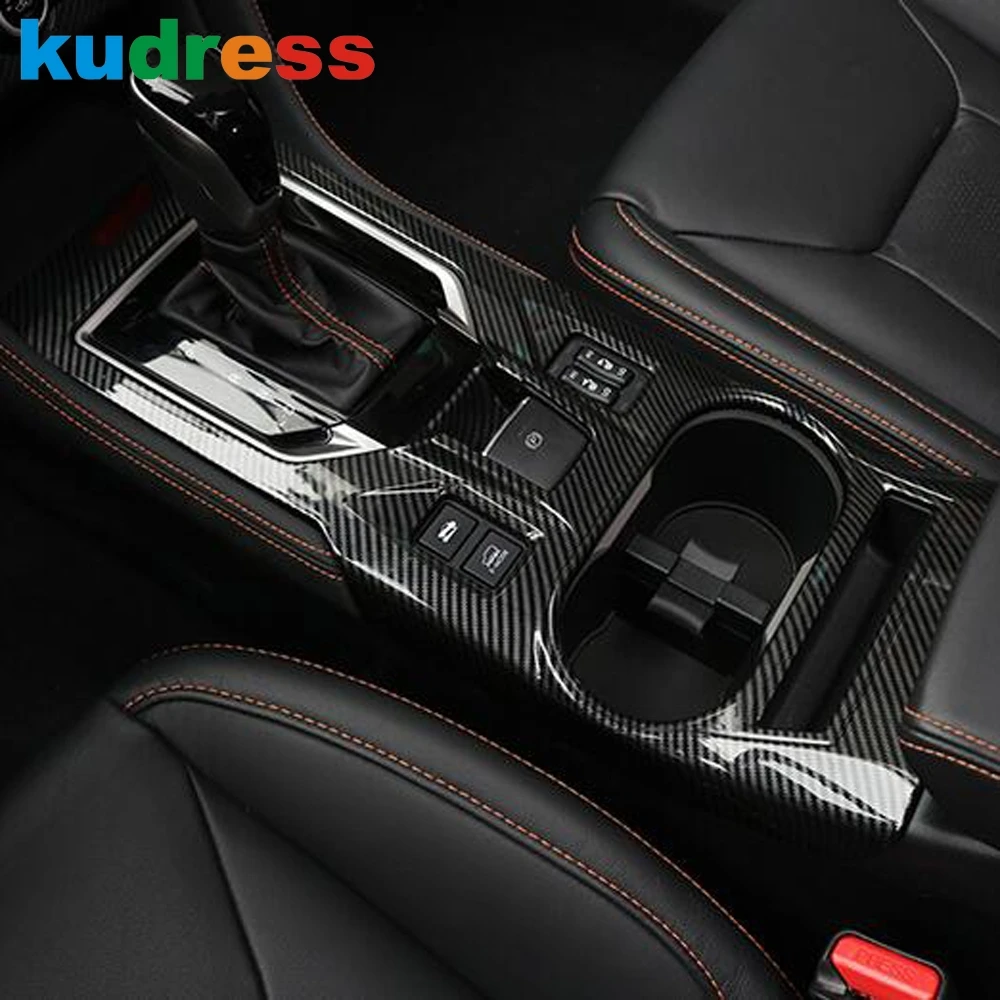 Car Center Console Gear Shift Box Panel Cover Trim For Subaru Crosstrek Hybrid XV 2018-2023 Carbon Fiber Interior Accessories