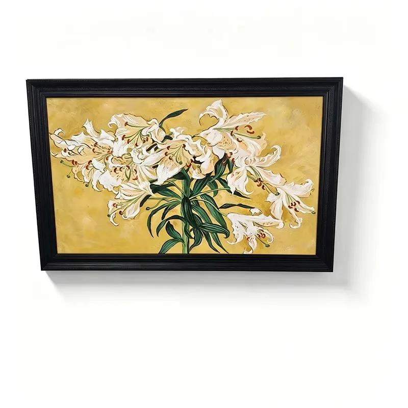 Hand Painted Floral Canvas Art, French Mid-Vintage Wall Decor, Classical Luxury Artwork for Living Room Entryway