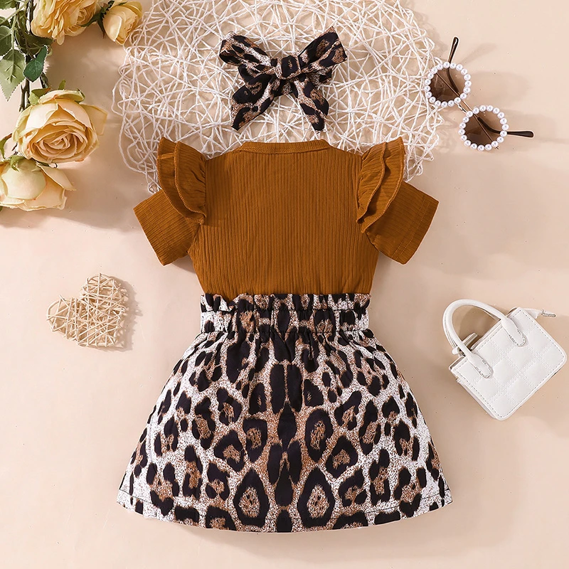 Dress For Kids 3 - 24 Months Korean Style Fashion Summer Short Sleeve Leopard print Princess Formal Dresses Ootd For Baby Girl