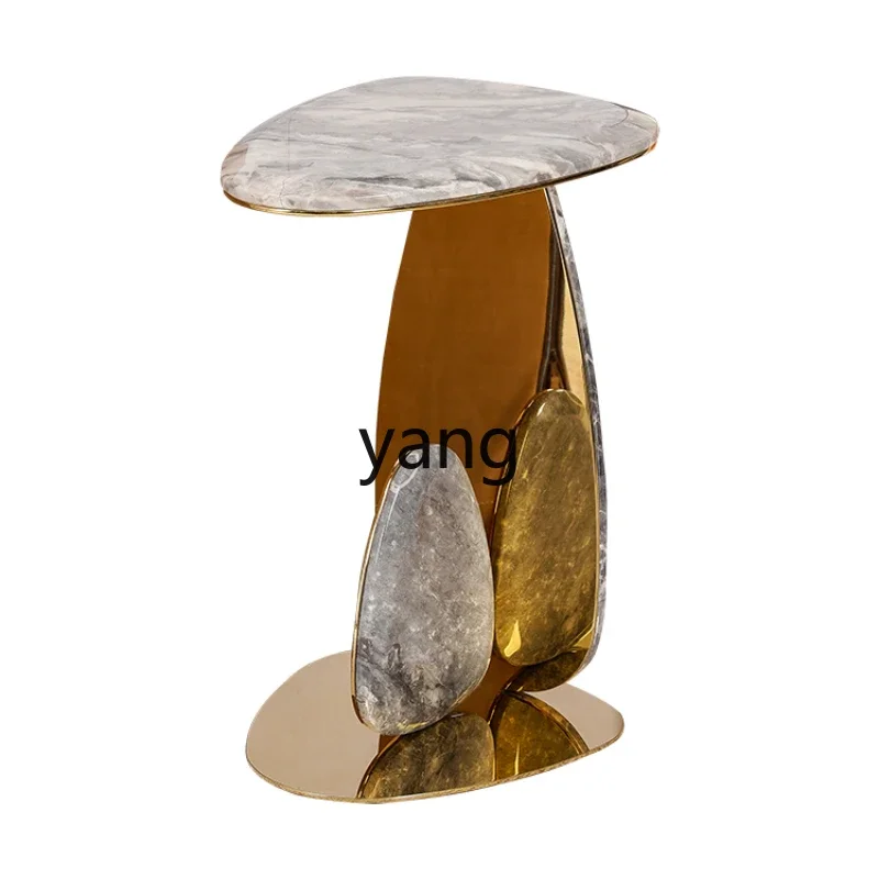 

CX Modern Simple and Natural Marble Tea Table Minimalist Living Room Removable Stainless Steel Corner Table