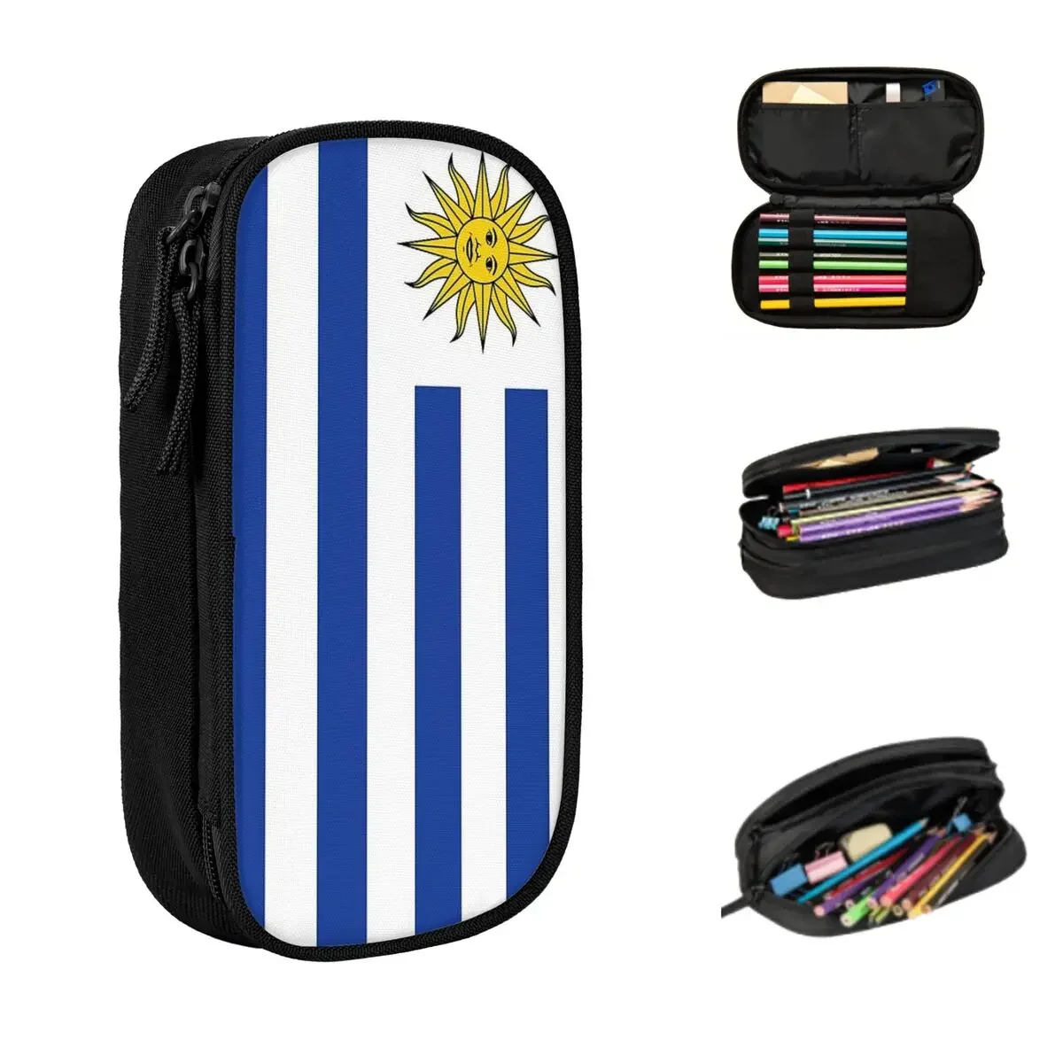 Uruguay Flag Banner Pencil Cases Big Capacity Pen Bags Pen Box Pencil Pouch For Boys Girls Students Stationery School Office