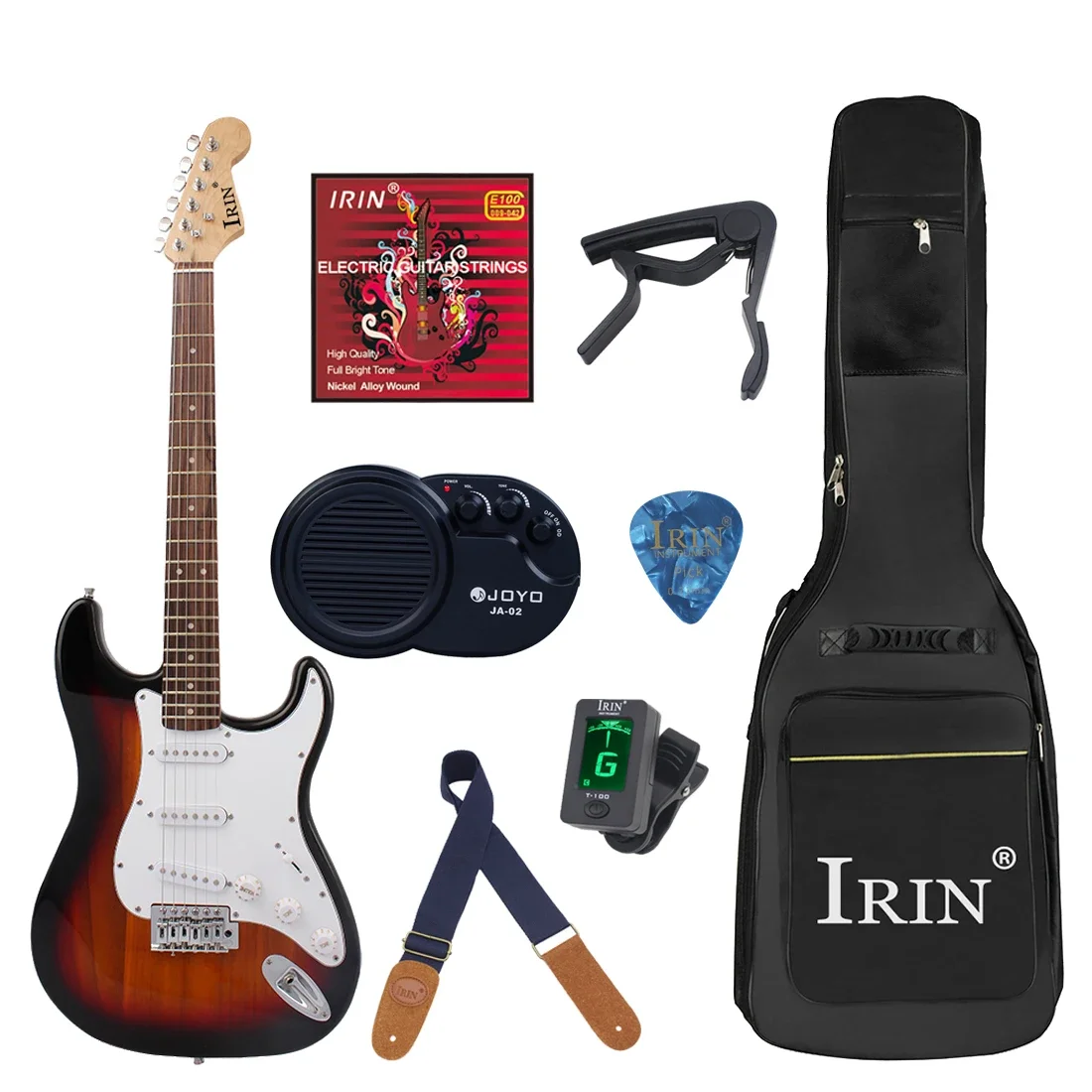 IRIN 39 Inch ST Electric Guitar 22 Frets Basswood Body Electric Guitarra with Bag Amp Capo Tuner Guitar Parts & Accessories