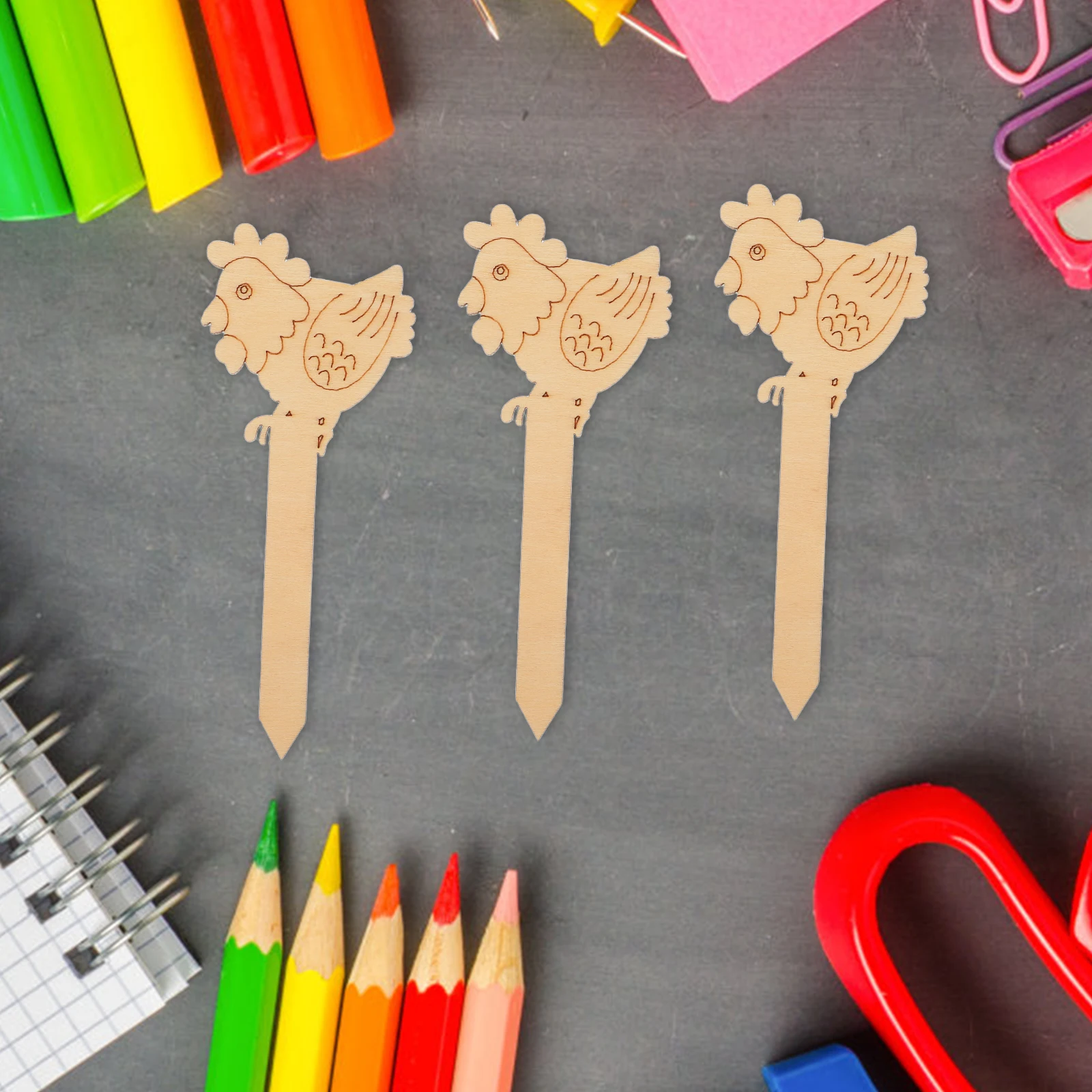 

10Pcs Easter Wooden Bookmarks Chicken Shape Wooden Craft Blank Book Markers Reading Accessories DIY Gift for Students Teachers