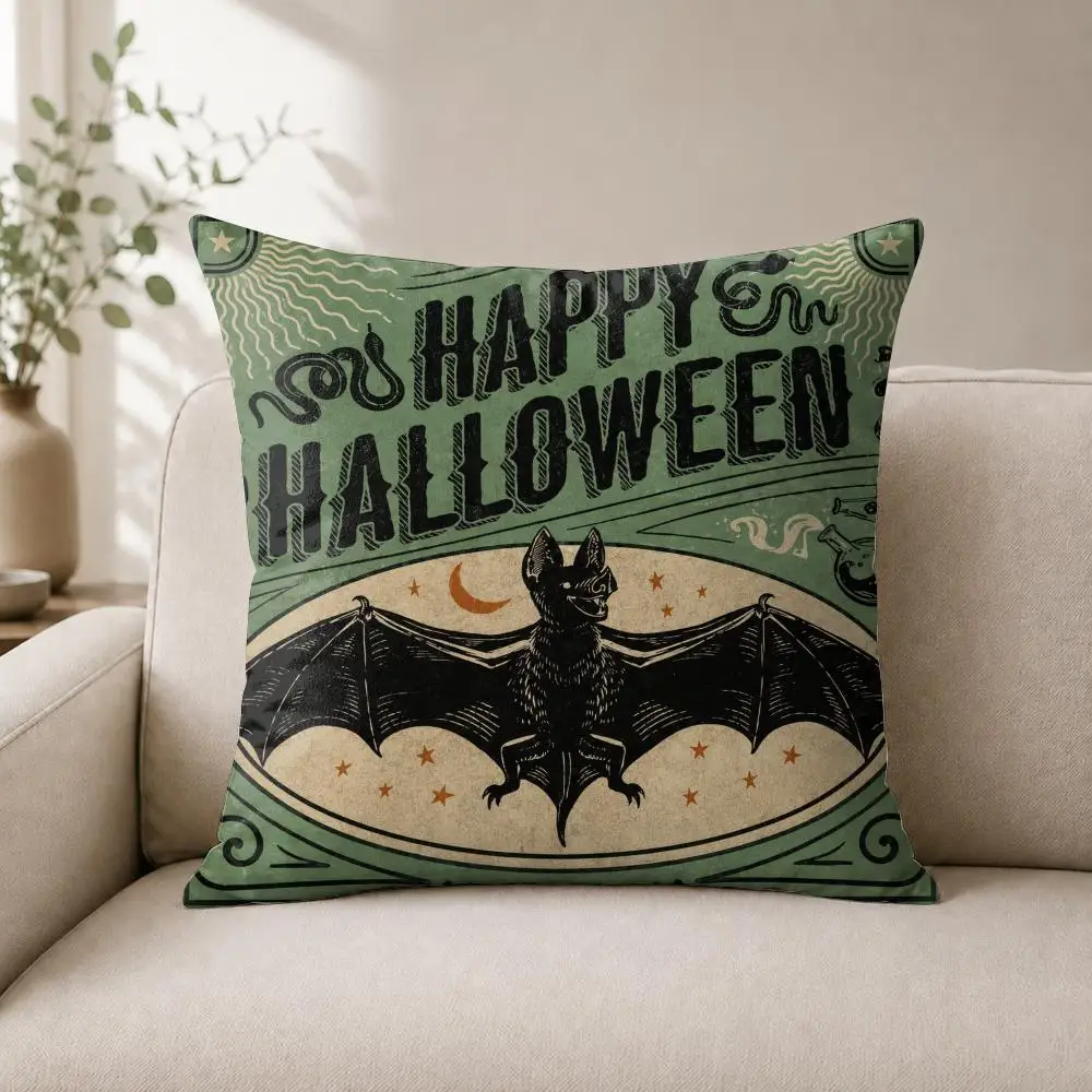 Midnight Gothic Halloween Cushion Cover Luxury Soft Plush Short Fur Cushion Case Warm Cozy Sofa Bed Decorative Home Accent