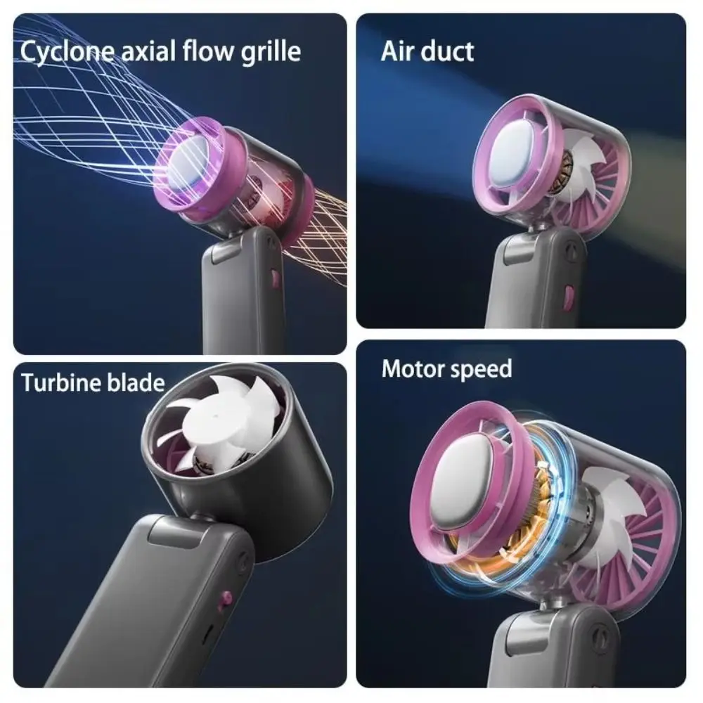Portable Small USB Charging Fan LED Digital Display Stand Turbo Fan Rechargeable Compact Turbo Handheld Fan Dedicated Dryer