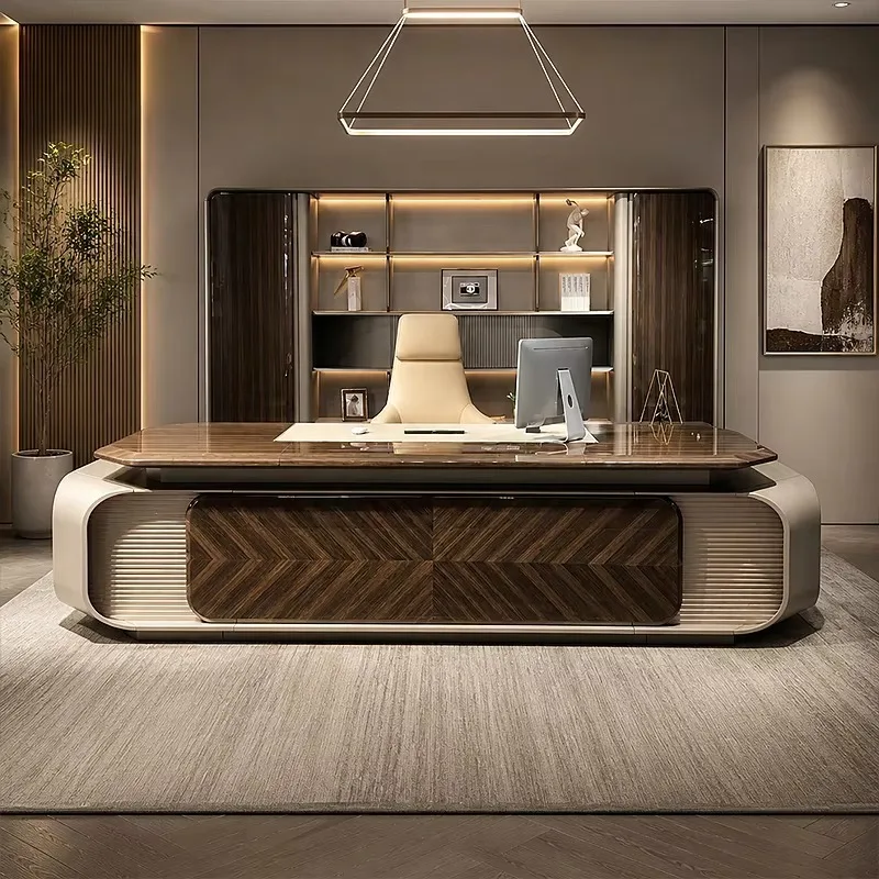 Modern CEO's Office Desk and Chair Combination Luxurious High-End Executive Furniture Modular Wood Design