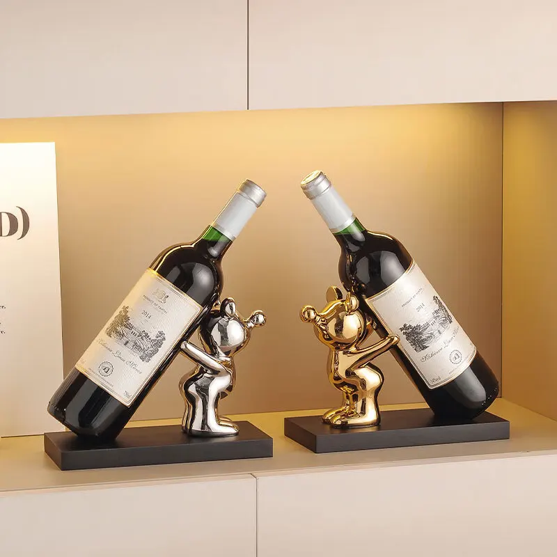 Creative and Violent Bear Wine Rack, Wine Cabinet, Luxury Home, Living Room, Entrance, Meal Side Cabinet, Wine Tray Decoration