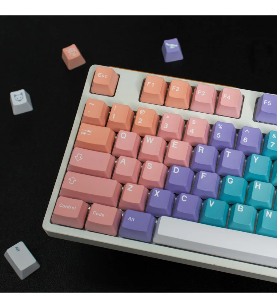 Sublimation big full set of mechanical keyboard cap 64/75/87/98 rainbow gradual change keycap cherry original height PBT