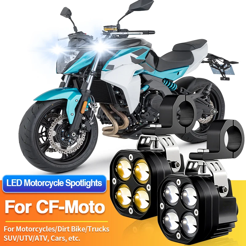 

1 комплект универсальных светодиодных фар для мотоциклов, двухцветные противотуманные фары для UTV/ATV, для CF-Moto 250 CL-X/250NK ABS/250SR/300NK/300SR/300SS