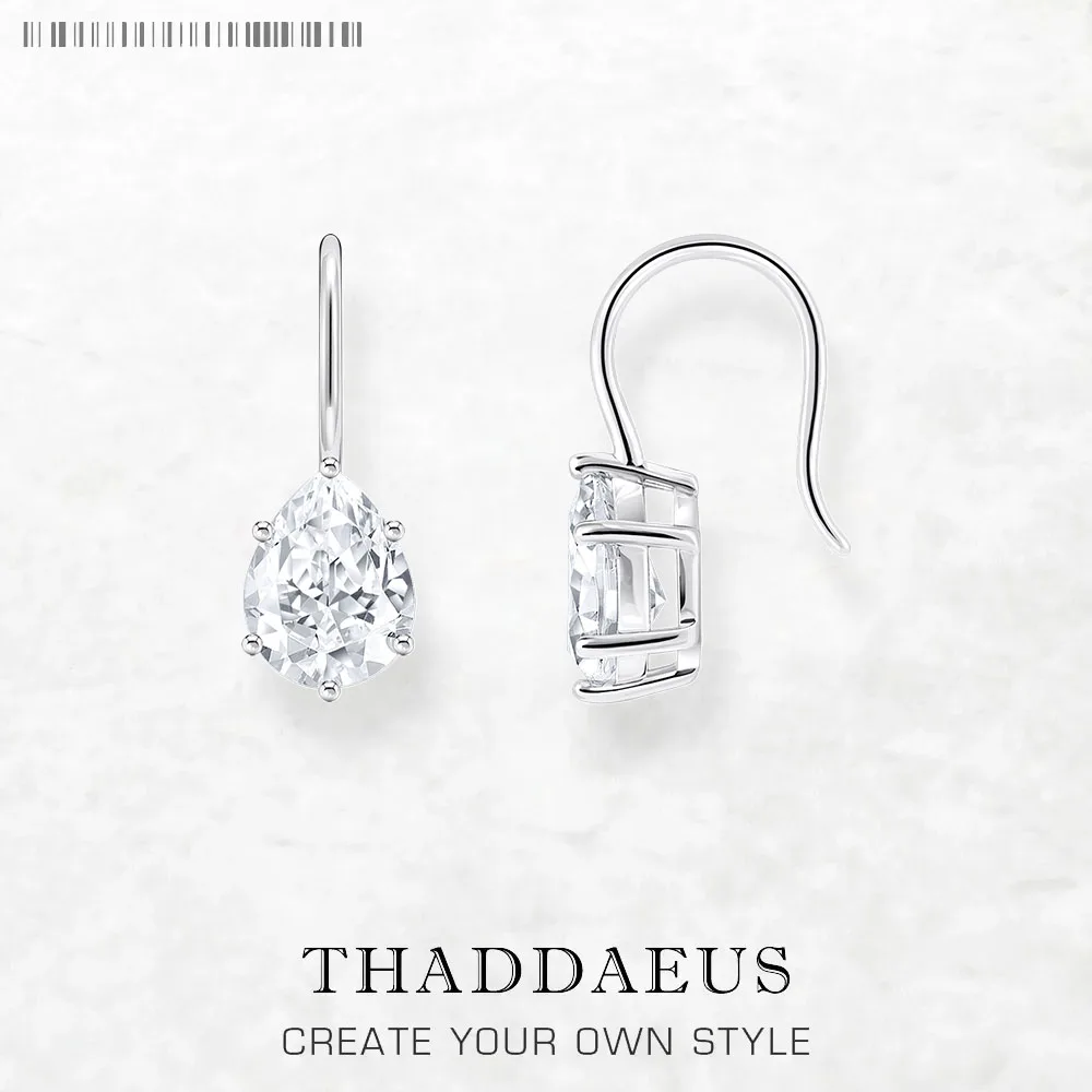 

Earrings 925 White Stone Tear Drop Sterling Silver Europe Style Gram Fine Jewerly For Women Trendy Gift