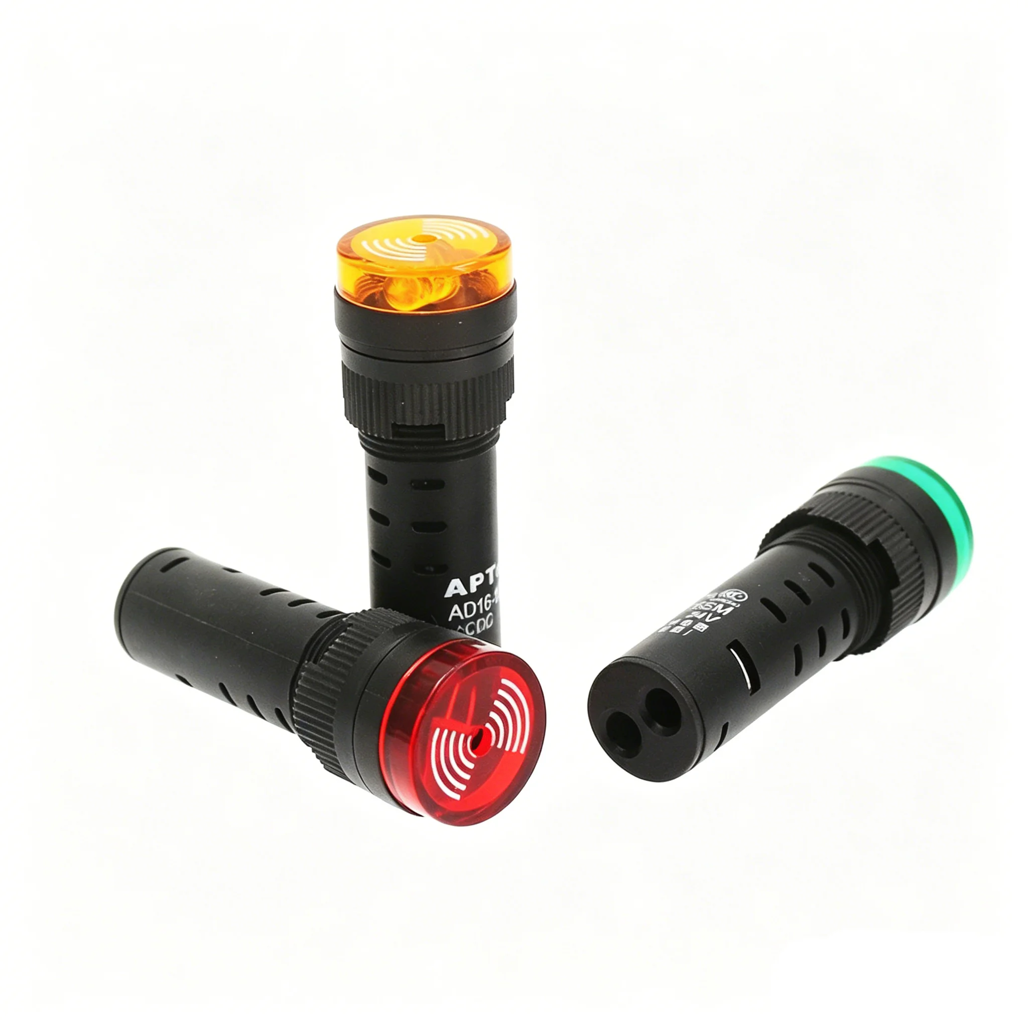 2pcs AD16-16SM 16mm Thread Dia Panel Mount AC 380V Red Yellow Green Blue White LED Buzzer Alarm Signal Indicator Light Lamp