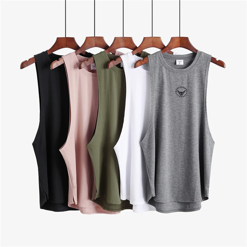 Mens Bodybuilding Casual Tank Tops Gym Fitness Workout Muscle Sport Sleeveless Singlets Summmer Cotton Breathable Loose T-shirts