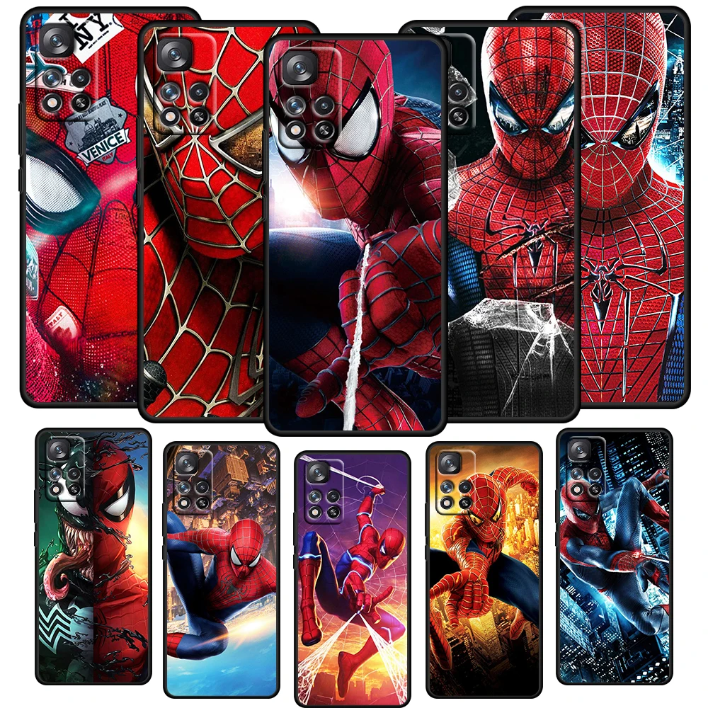 

Hero Spiderman Marvel Case For Xiaomi Redmi Note 11 11T 10 Pro 10S 9 9S 9T 8 8T 7 4G 5G Soft TPU Black Phone Cover Core