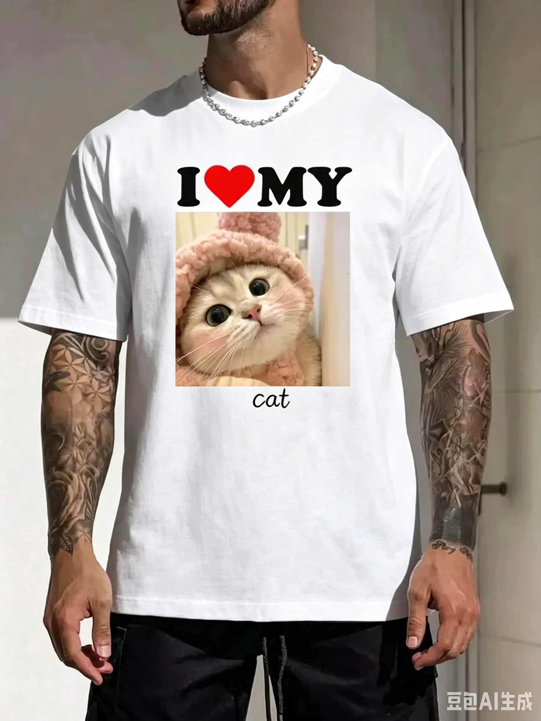 Customized Personalized Boyfriend Style Men's Loose Short Sleeve T-Shirt, Personalize with Your Own Photo Customizable Tee To De