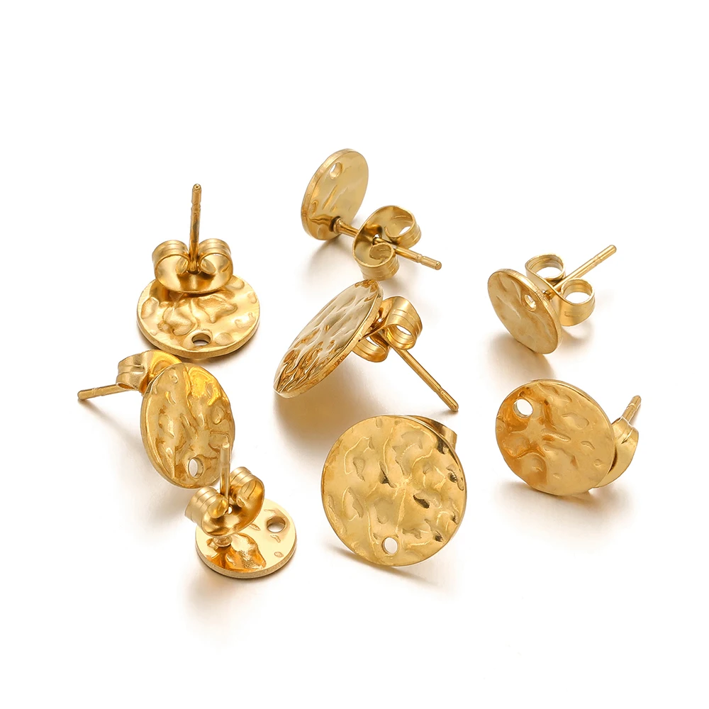 10 teile/los Edelstahl Runde Welligkeit Präge Ohrstecker für DIY Schmuck Machen Ohrringe Erkenntnisse Liefert Groß Großhandel