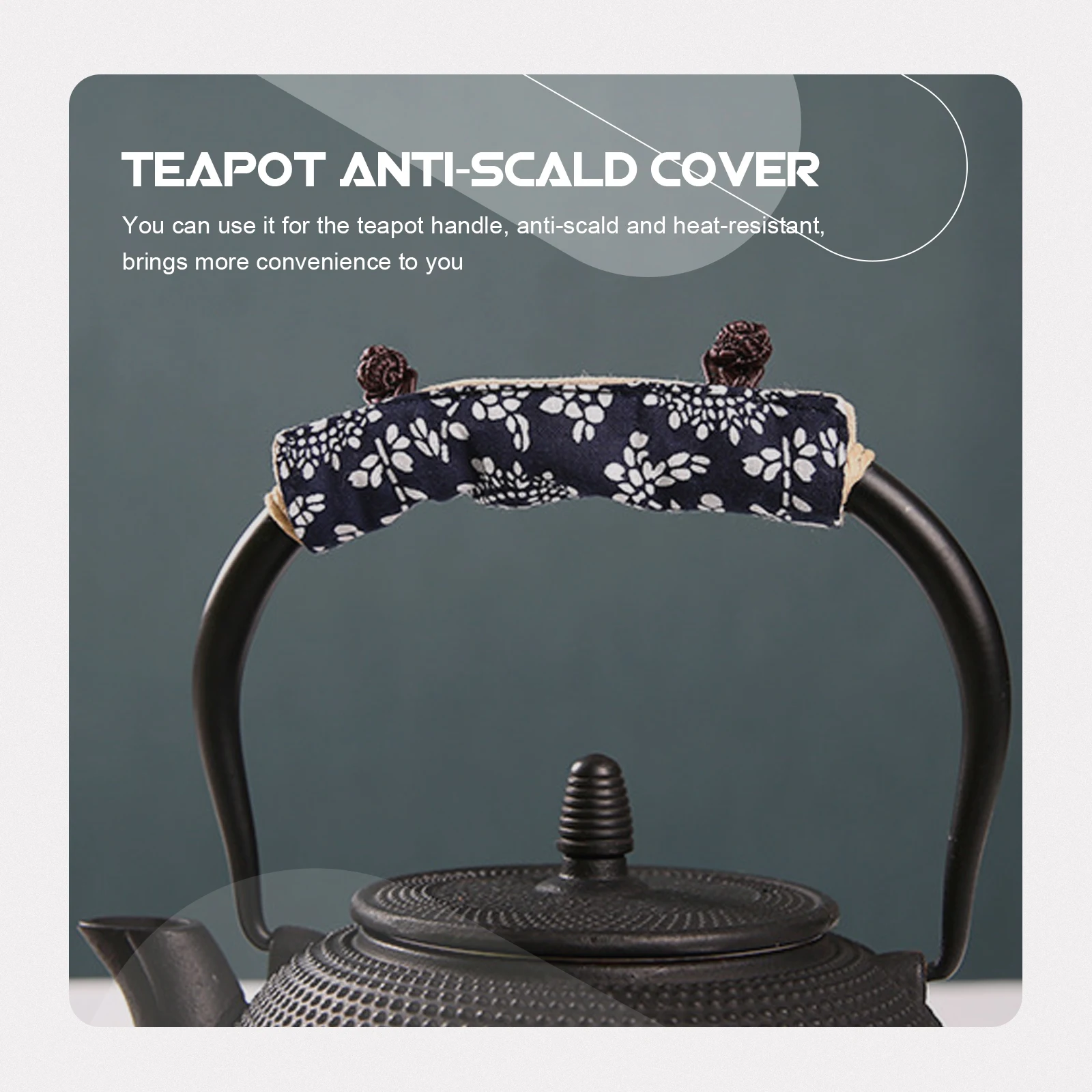 

Anti-scald Cloth Pot Handle Covers Blue Vintage Kitchen Thermal Protection Tea Kettle Handle Cover Heat Resistant Cozy Stove Top
