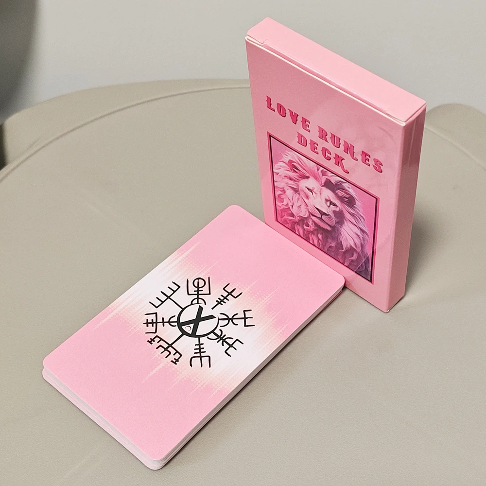 Love Runes Deck 10.3 X 6cm - 25 Pcs Pink Oracle Cards for Relationship Guidance & Divination - Elder Futhark Rune Meanings