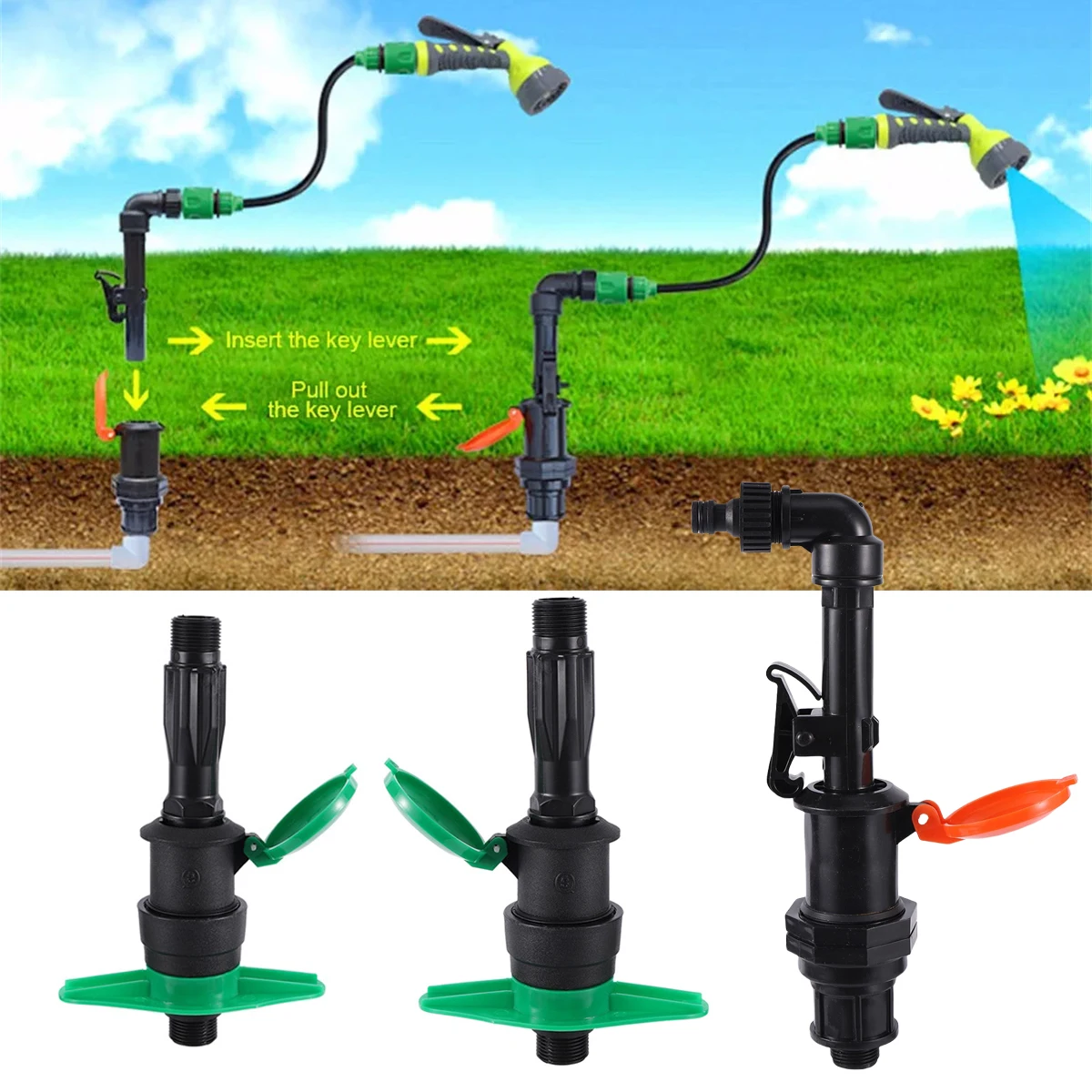 

Plastic Rapid Water Valve 3/4" 1" Male Thread Convenient Garden Irrigation Landscaping Car Wash Automatic Water Intake Valve 1Pc