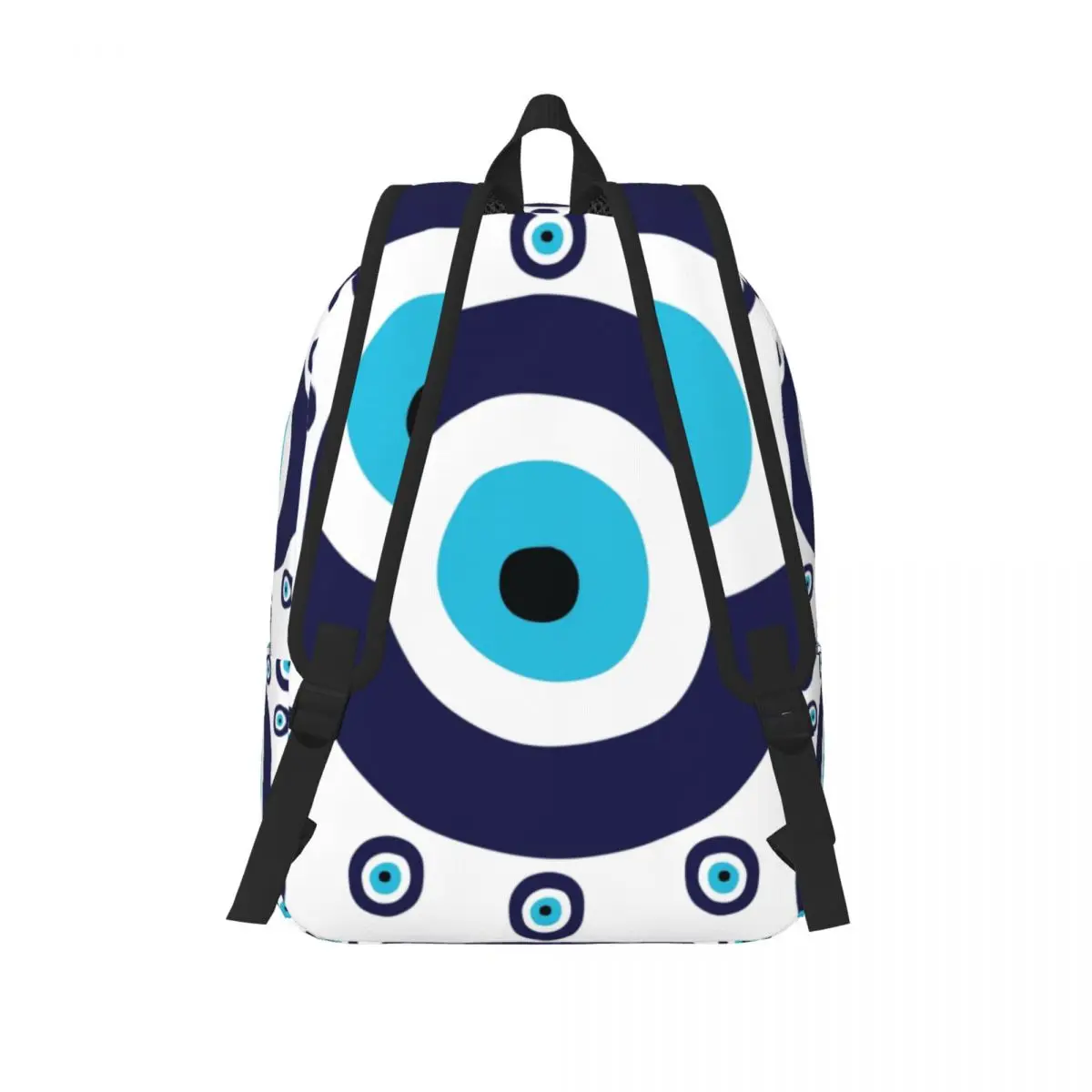 กระเป๋าเป้ผ้าแคนวาสลายตาปีศาจสีน้ำเงินกรมท่าและสีฟ้าอมเขียว สำหรับผู้หญิงและผู้ชาย เหมาะสำหรับใส่หนังสือเรียน ไปโรงเรียน มหาวิทยาลัย  กระเป๋าสไตล์โบฮีเมียน