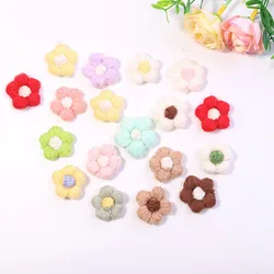 15PCS Multicolor Braided Flower Patch DIY 2.8cm Puff Flower Sticker For Hairpin Clothing Sewing Supplies Hand Hook Flower Patch