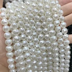 4 6 8 10 12MM Natural Faceted Freshwater Shell Mother Pearls Spacer Beads For Jewelry Making Diy Bracelets Earrings Accessories
