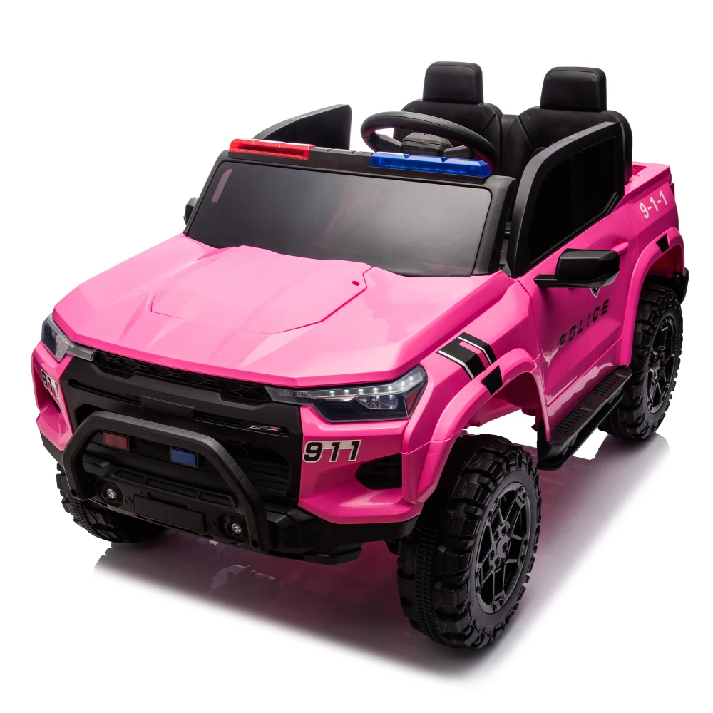 24V Two-seater Child Ride Electric Pickup Truck with Top Warning Light,  Children Over 3 Years Old. Electric Car for Kids