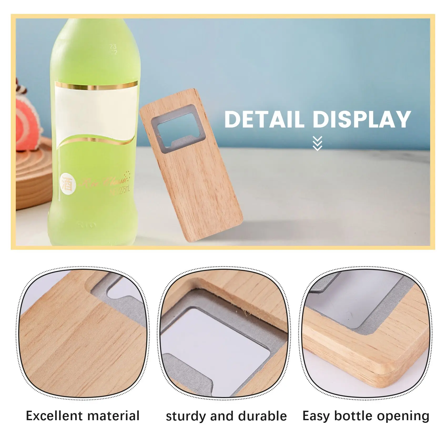 

A82I-20Pcs Wood Beer Bottle Opener Wooden Handle Corkscrew Stainless Steel Openers Bar Kitchen Accessories Party Gift
