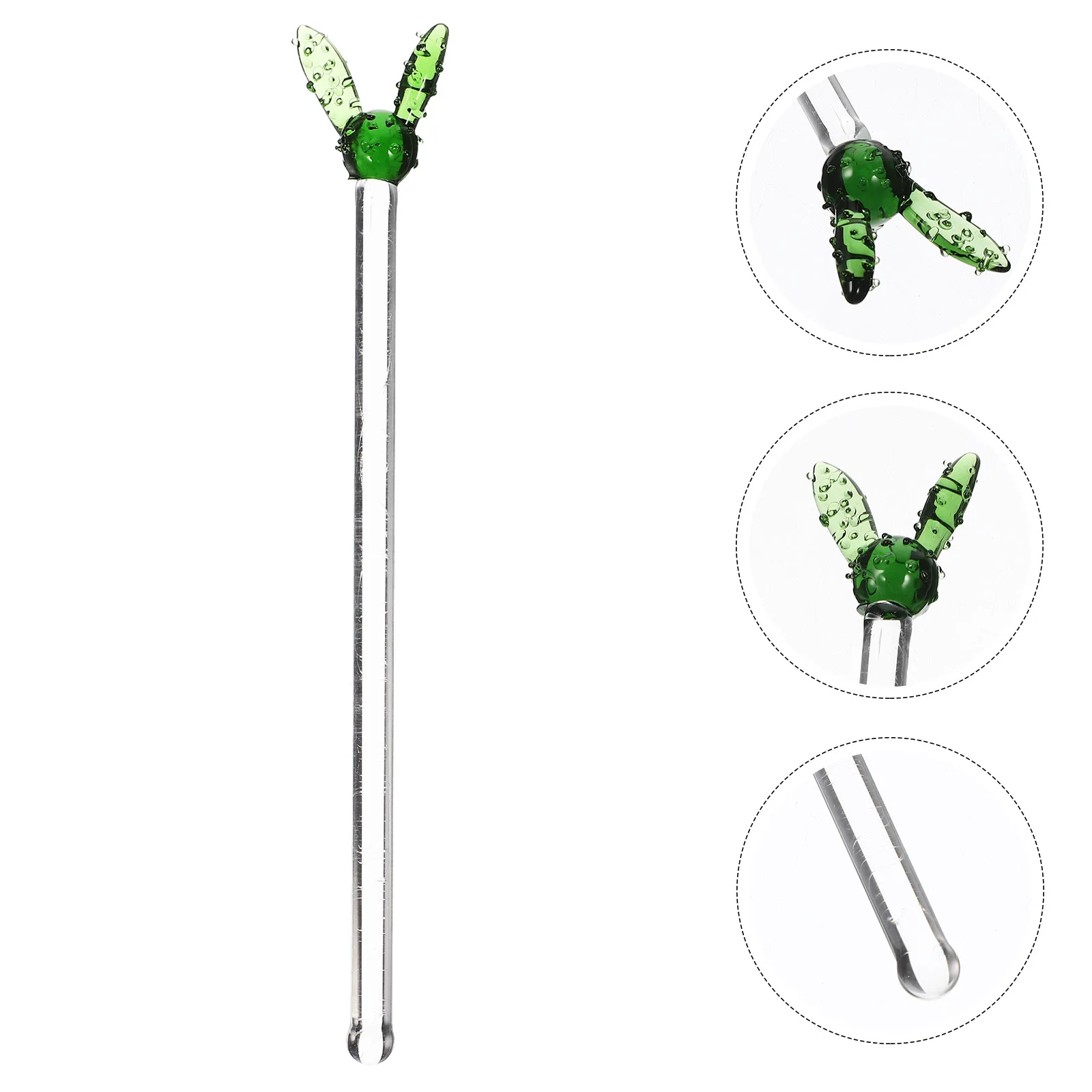 

Heavy Duty Glass Stirring Rod with Round Chip Top for Wine Coffee Milk Tea Reusable Beverage Stirrer for Bar Cafe Use