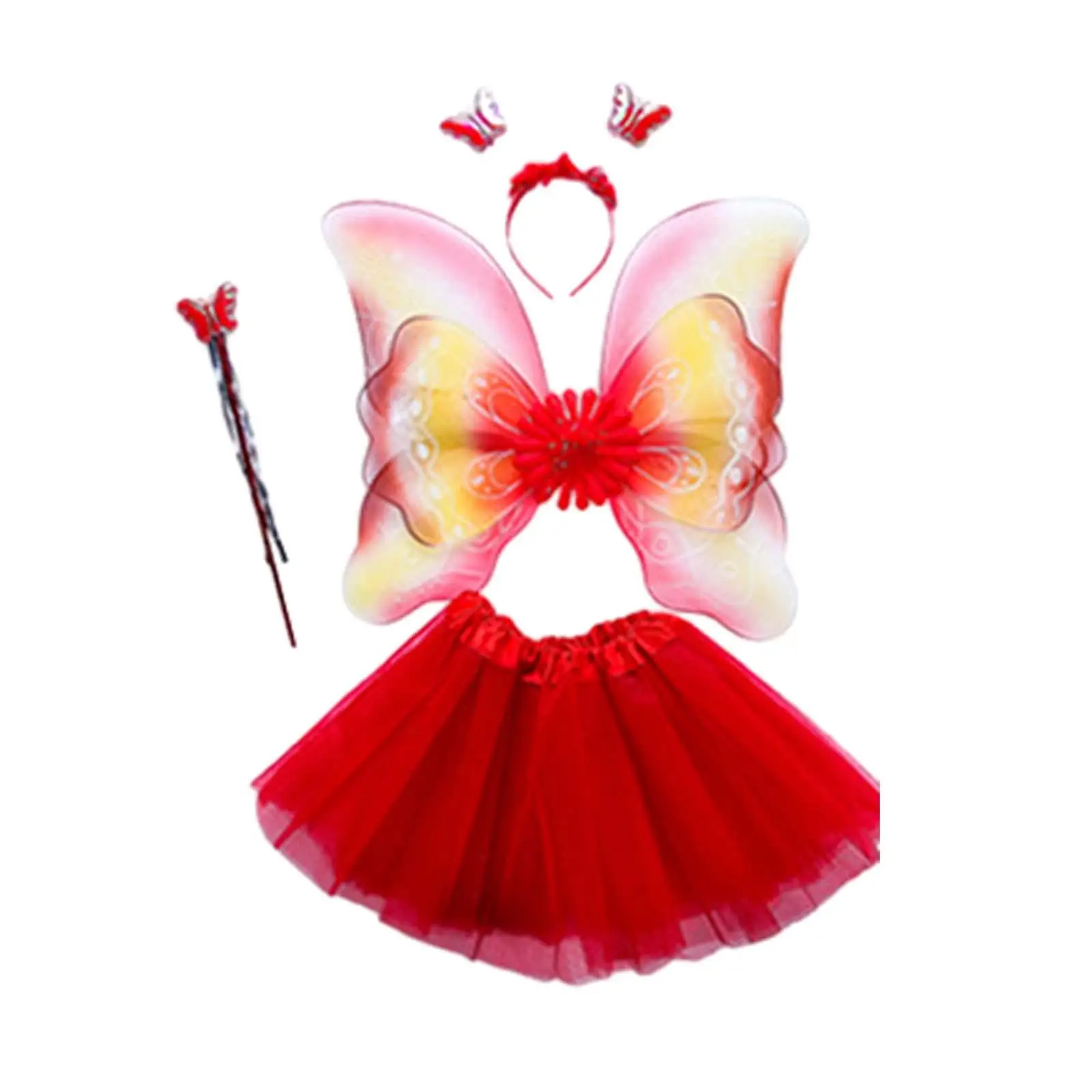 4x Girls Fairy Costume Dreamlike Butterfly Wing Kids Princess Cosplay Dress up Accessories for Birthday Role Play Party Favors