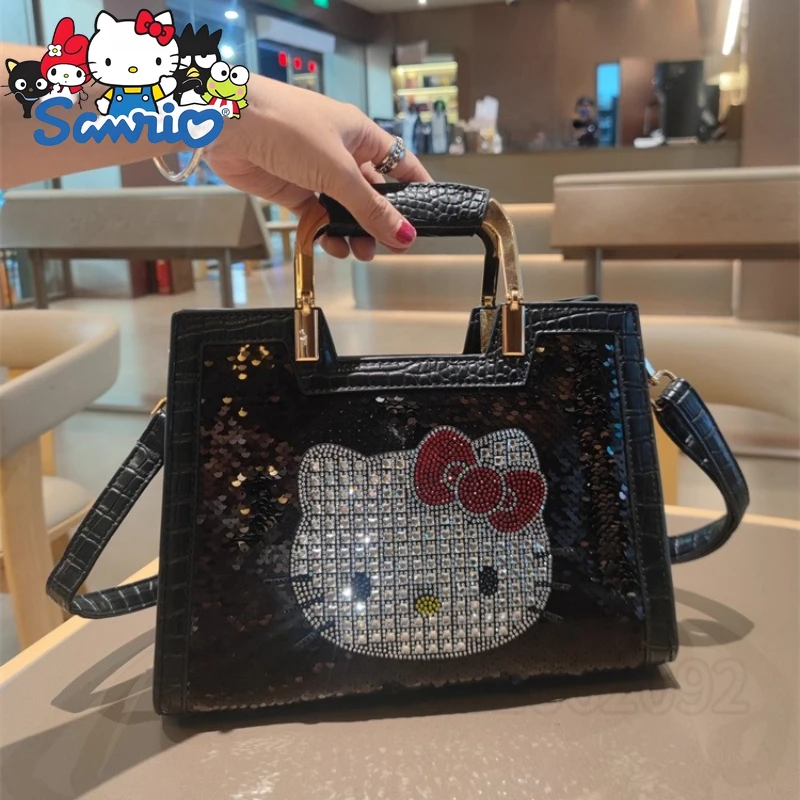  Hello Kitty New Women's Sequin Handbag Cartoon Mini Women's Shiny Shoulder Bag High Quality Fashion Mini Women's Bag