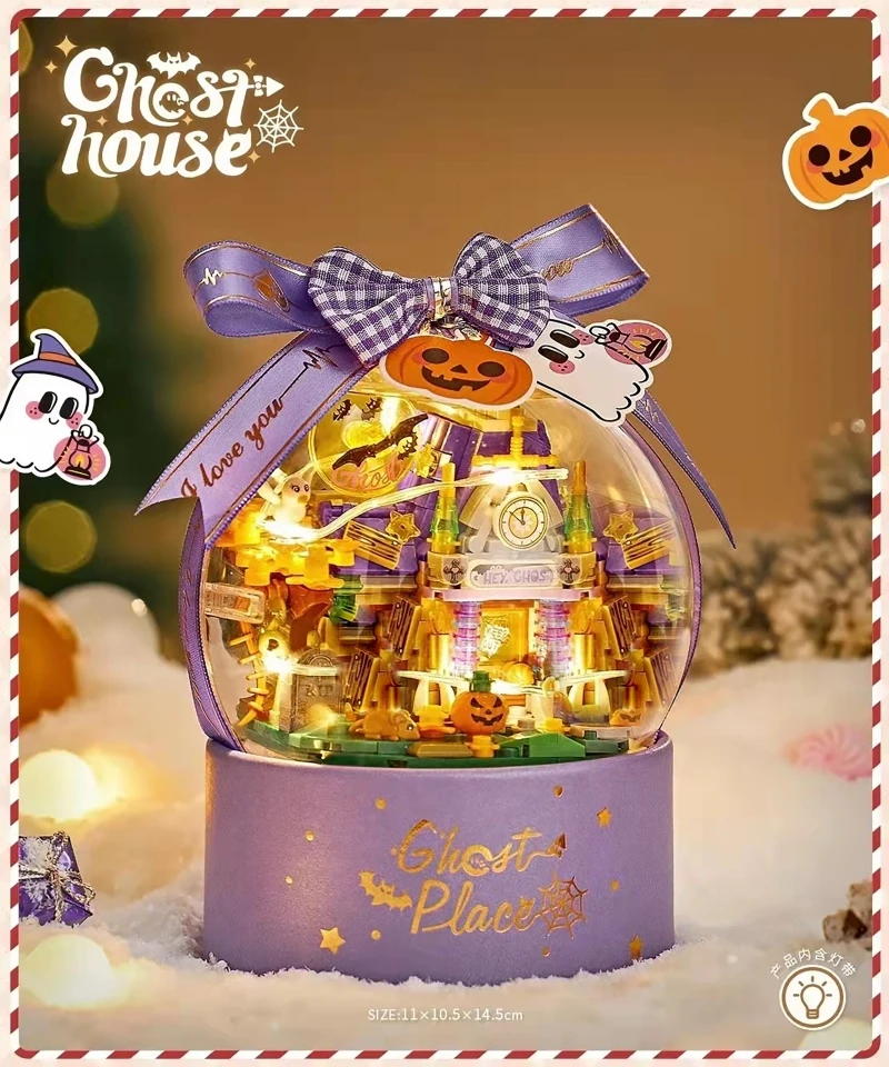 LOZ mini Blocks Teens Building Toys Bricks Halloween Women Gift Christmas Present with Lighting Home Decor 1303 1304 1305 1306