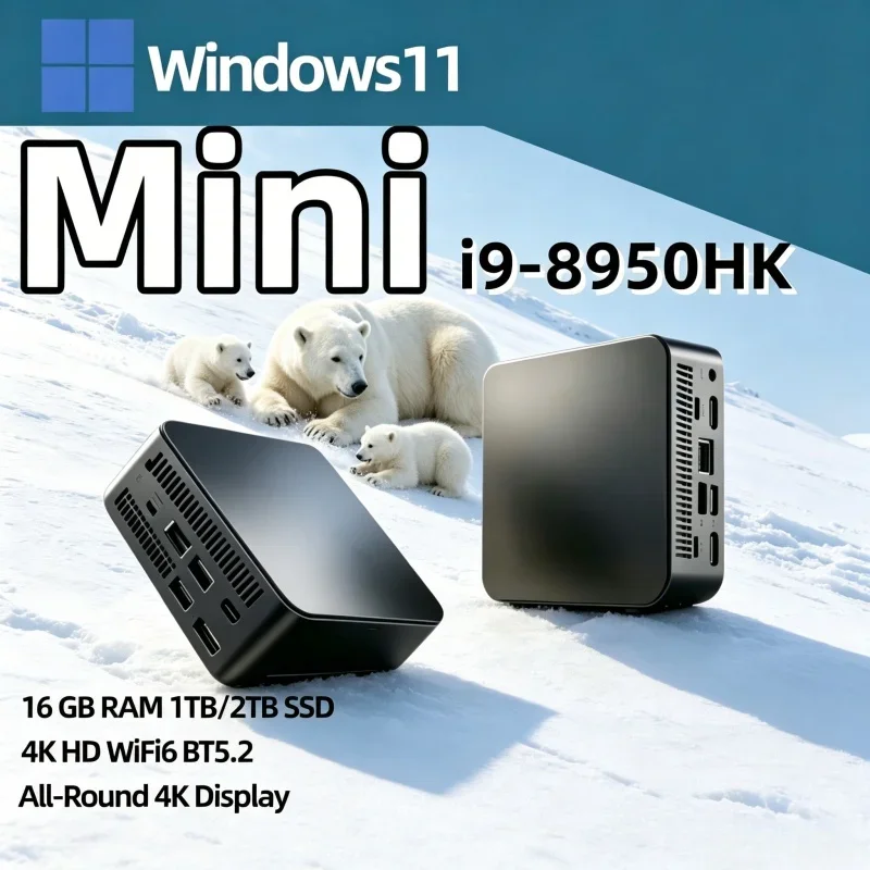 

Hot 2026 Portable Mini Laptop I9-8950HK 16GB RAM 1TB/2TB SSD 4K HD WiFi6 BT5.2