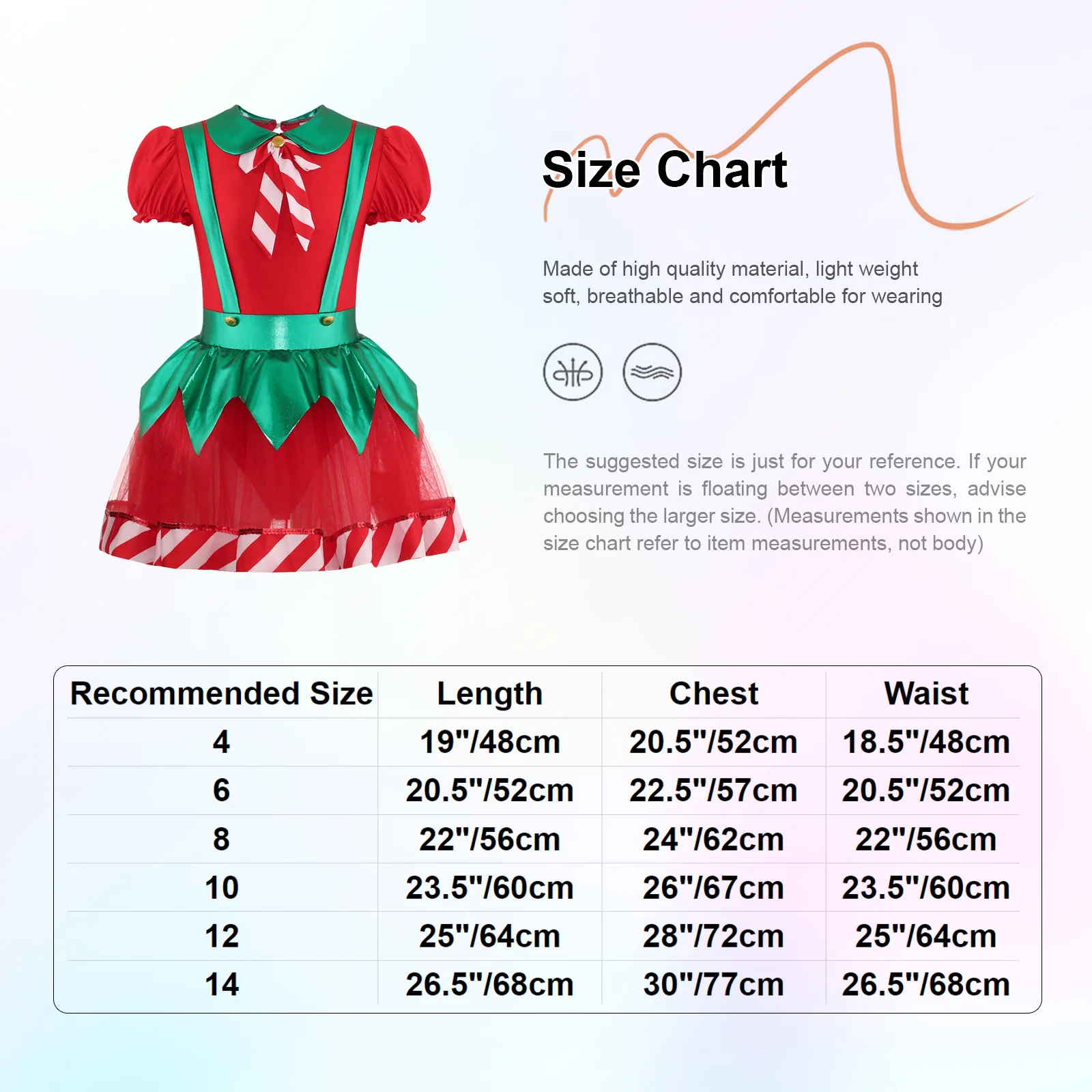 Kids Girls Christmas Elf Dance Costume Puff Sleeve Stripes Tutu Dress Gymnastics Leotard for Xmas Festival Santa Carnival Party