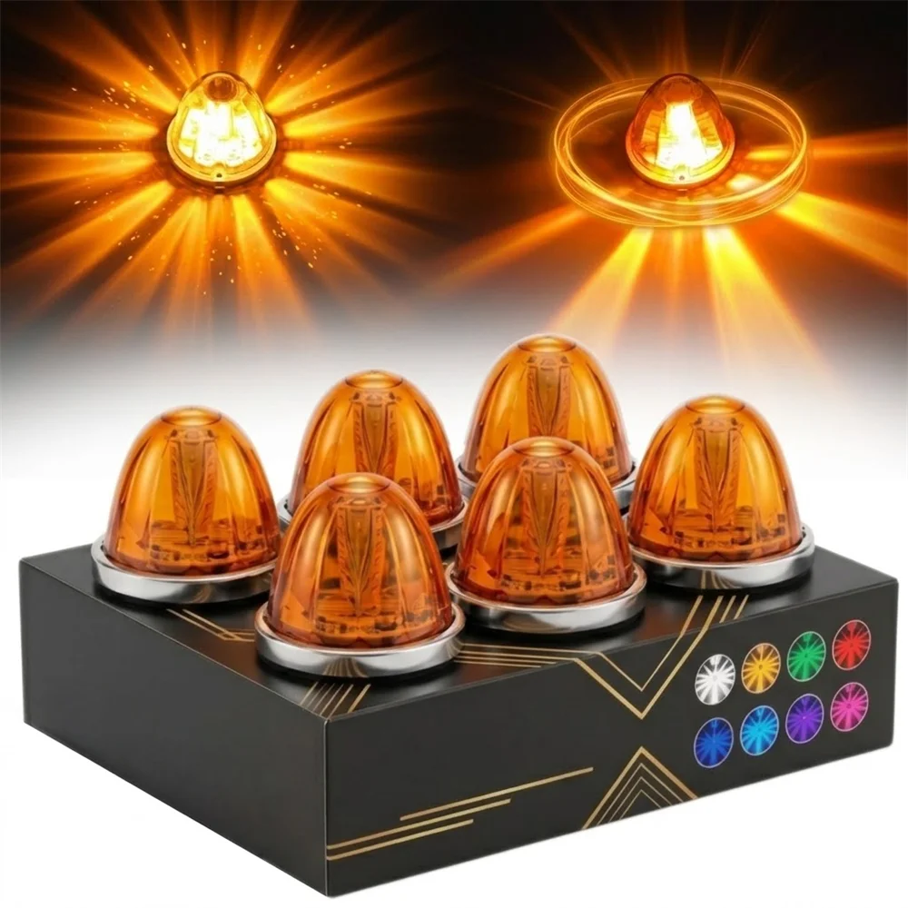 

6 шт. Вращающиеся стробоскопические фонари-звездочки в форме арбуза для грузовиков Peterbilt (1)