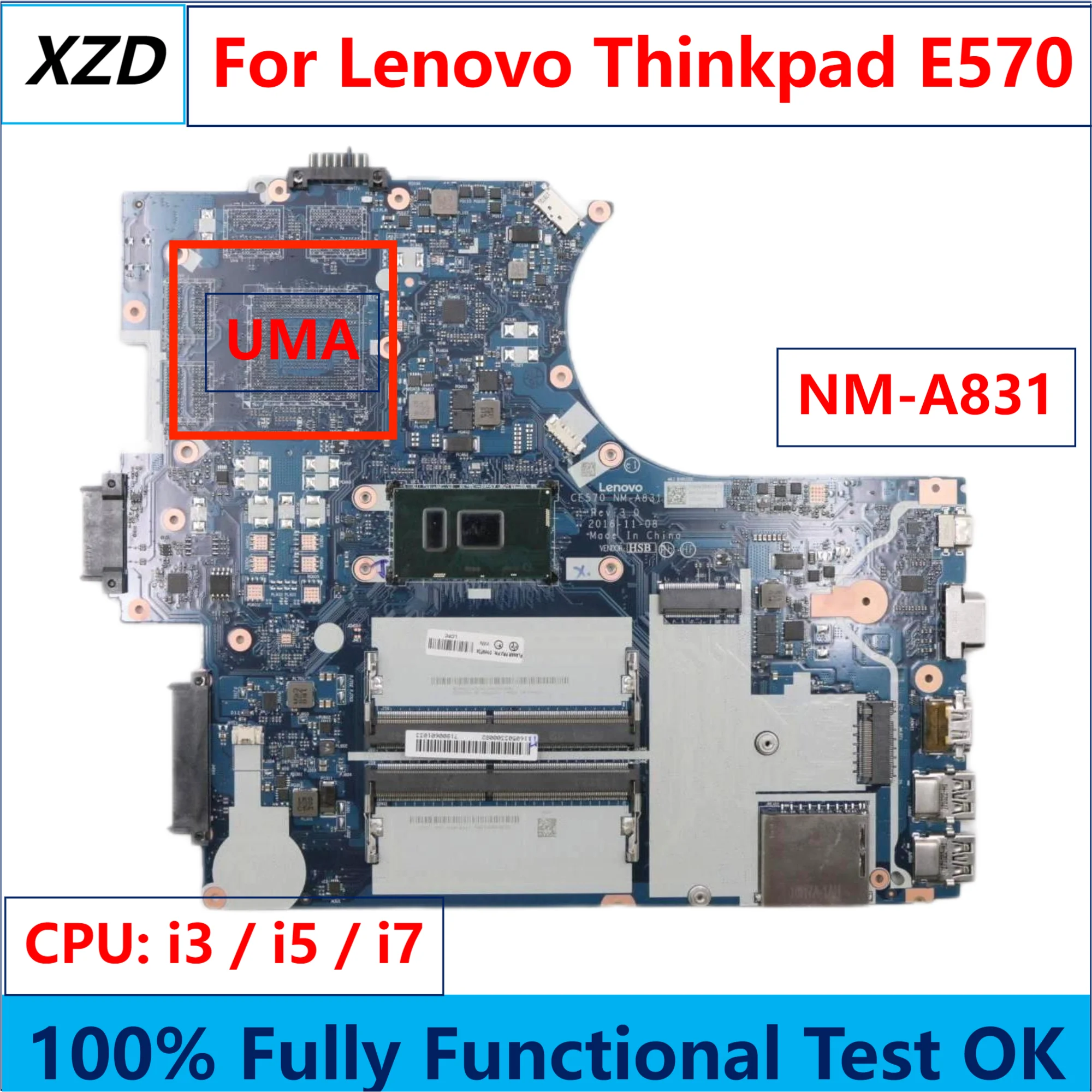 CE570 NM-A831 Mainboard For Lenovo Thinkpad E570 E570C Laptop Motherboard  with i3 i5 i7 CPU UMA 100% test OK