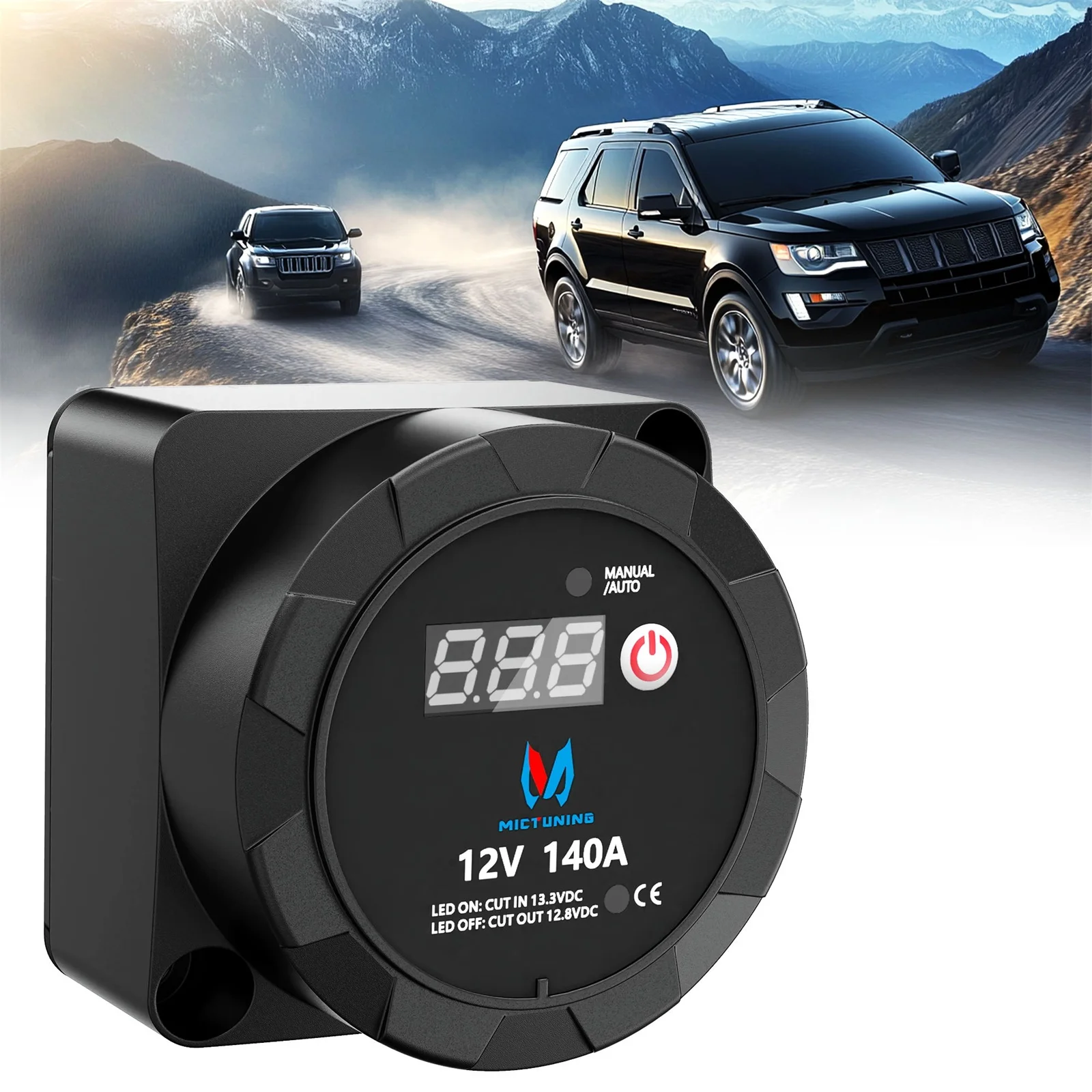 MICTUNING 12V 24V Dual Battery Isolator Voltage Sensitive Relay with Digital Voltmete,Manual/Automatic Charger Disconnect