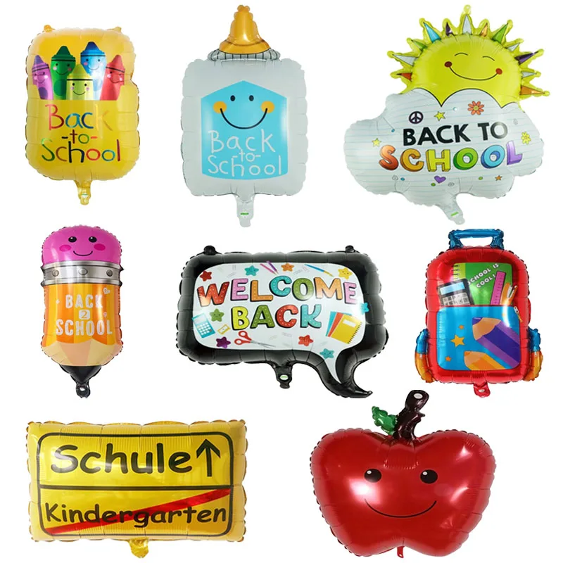 Crayon Small Box Pencil Foil Balloon Backpack Graduation Helium Balloon Learning Birthday Party Decoration Starting To Return To