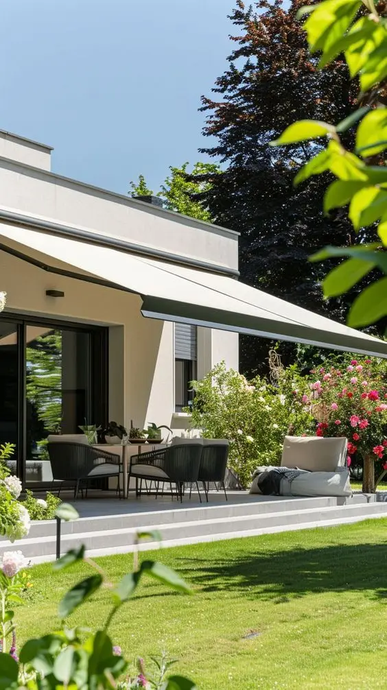

Outdoor Awnings Custom Sun Shade Canopy Metal Material Electric Folding Arms Shade Sliding Roof Awnings Retractable Awning