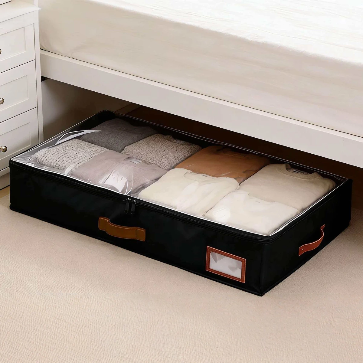Dustproof Under Bed Storage Box with Reinforced Handles for Comforter Blanket Pillow and Toys Bedroom Accessories