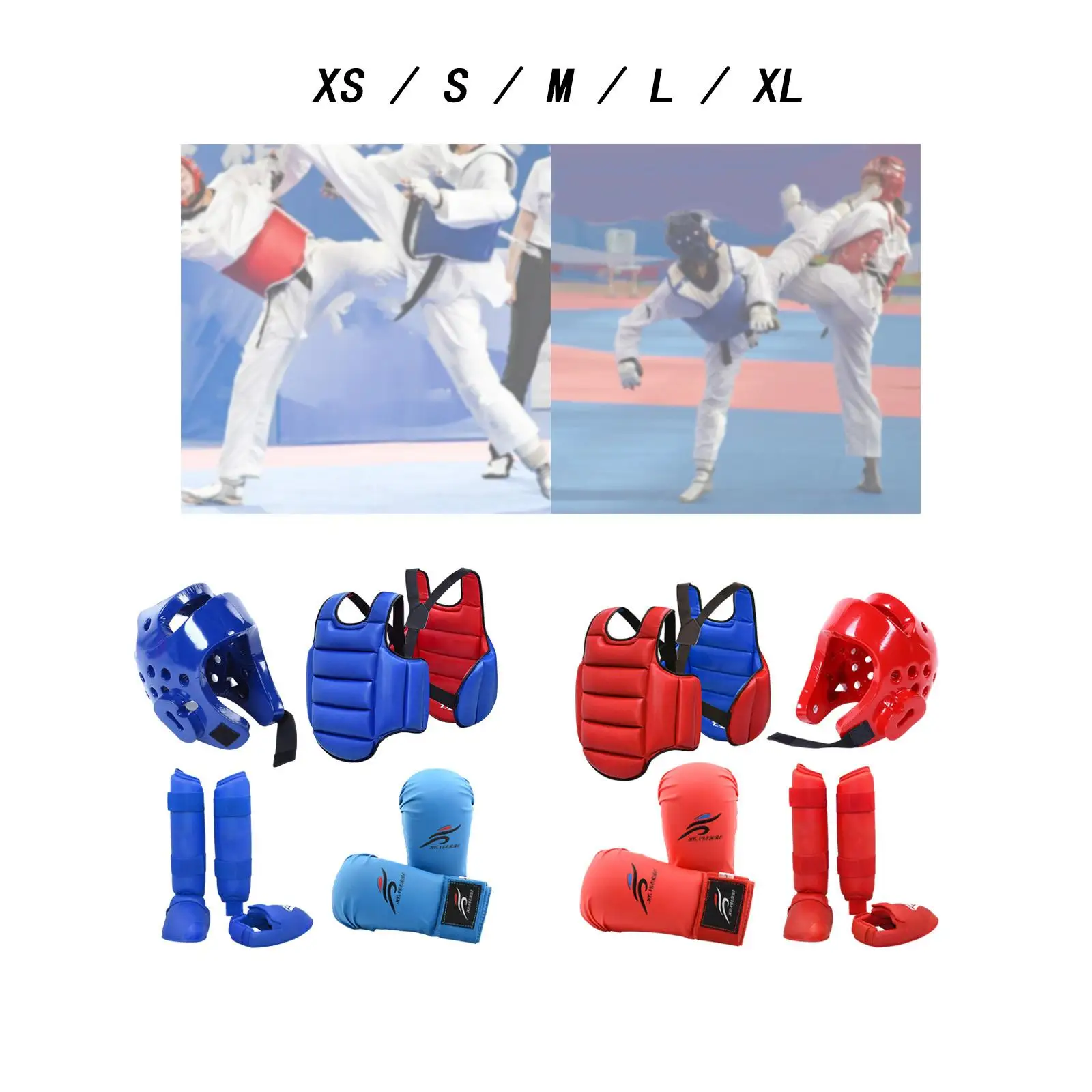 

4 шт., снаряжение для каратэ, с утолщенной защитой тела, жилет, боксерский шлем для спаррингов, тренировочный кикбоксинг, Муай Тай, ММА, Санда