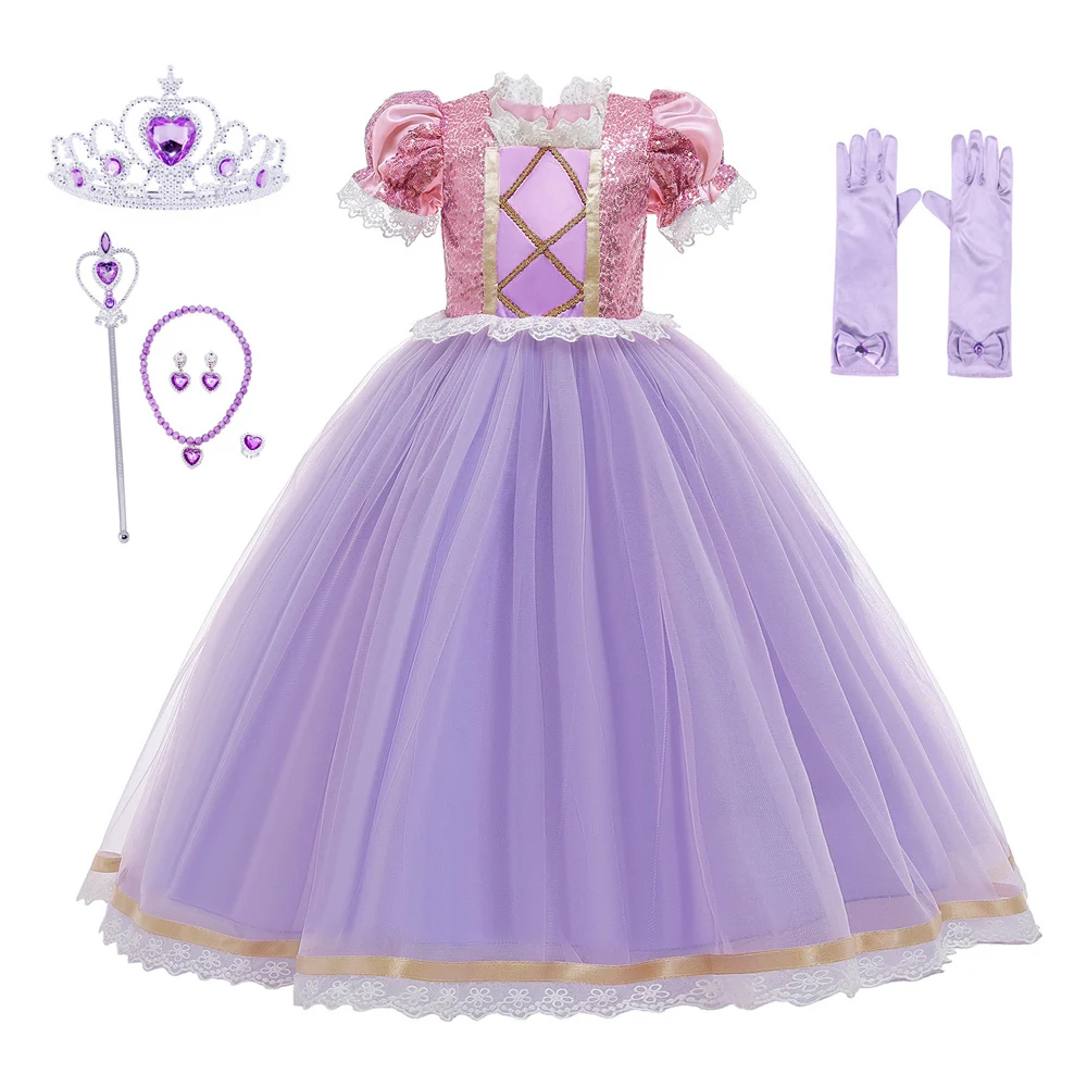 

Jurebecia Girls Skirt Rapunzel Costume Princess Dress Up Clothes For Birthday Halloween Cosplay