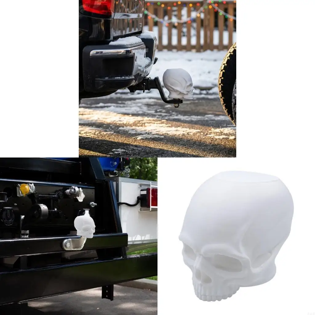 F1CF Trailer Hitch Ball Cover 50mm Universal Skull Head Trailer Ball Head Cap Decors
