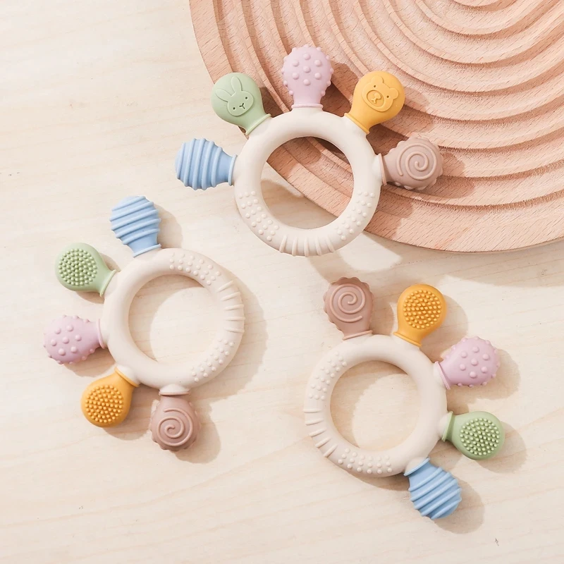 

1pc Silicone Teether Baby 0 12 Months Teething Toys Teether Ring Silicone Baby Teether Toys for Toddler BPA Free Baby Toys Gifts